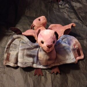NWT TY BEANIE BABIES BATTY TY-DYE & BROWN VERSION
